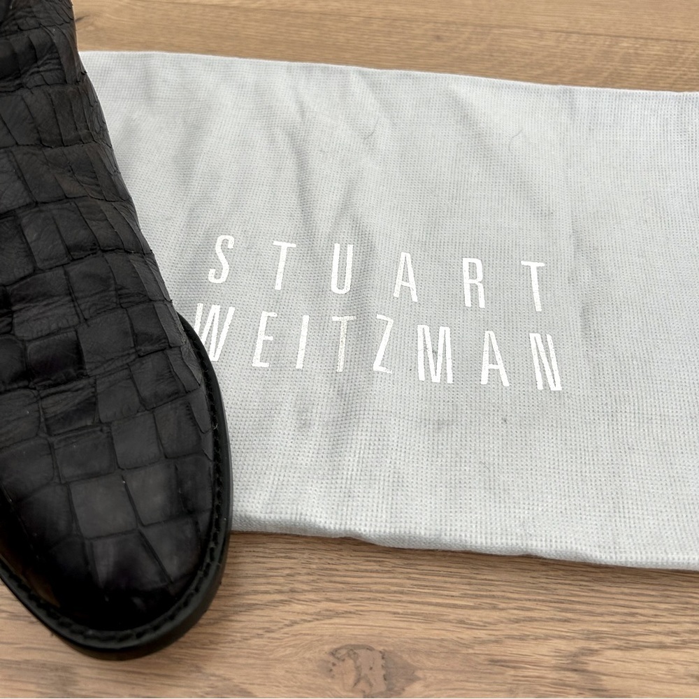 Stuart Weitzman Tall Pull On Boot Riding Croc Emb… - image 5